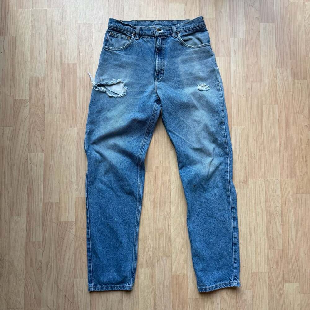 Carhartt Distressed Light Wash Denim Workwear Jeans